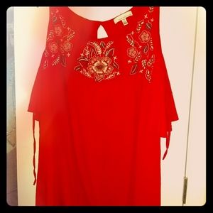 Fourteenth Place cold shoulder floral blouse 3x